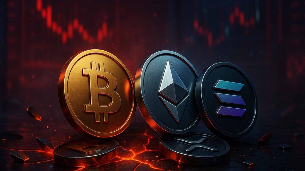 Обвал криптовалютного рынка: BTC, ETH, XRP, SOL упали на 5-7%, вызвав ликвидацию на $640 млн.