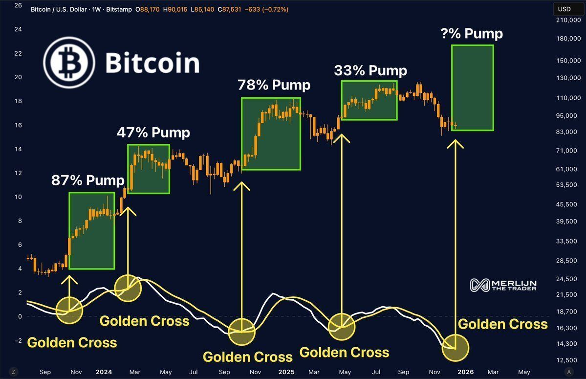 Bitcoin Golden Cross | Source: Merlijn The Trader, X