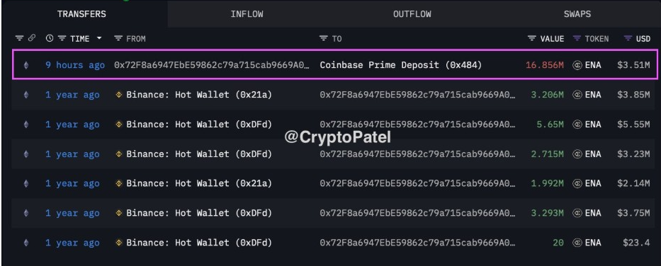ENA Whale Activity | Source: CryptoPatel, X