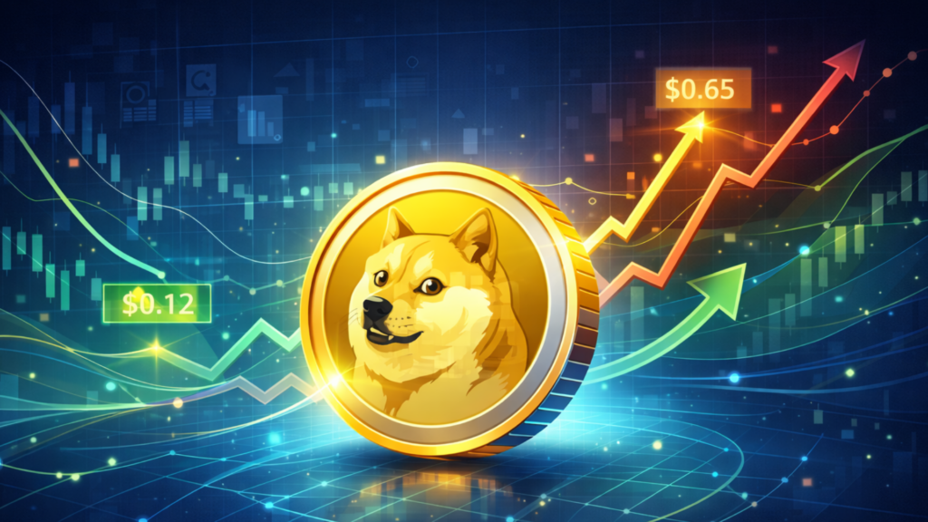 El precio de Dogecoin se enfrenta a una prueba cerca de 0,12 $ mientras los analistas fijan objetivos de 0,20 $ y 0,65 $.