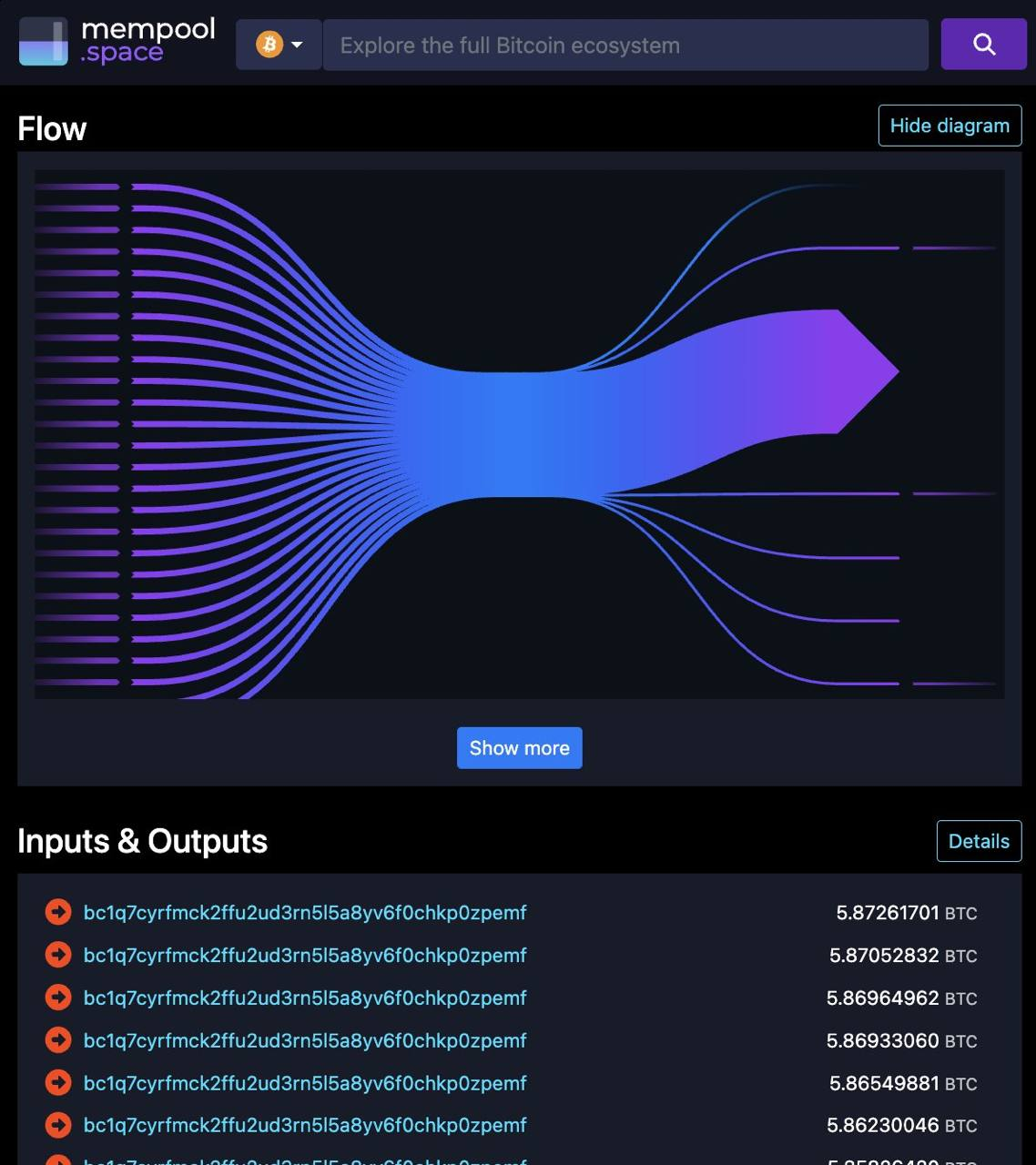 Flux de transactions en bitcoins. Source : Bubblemaps 