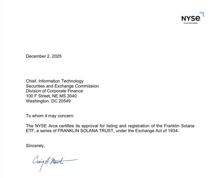 Franklin Templeton Solana ETF | Source: NYSE