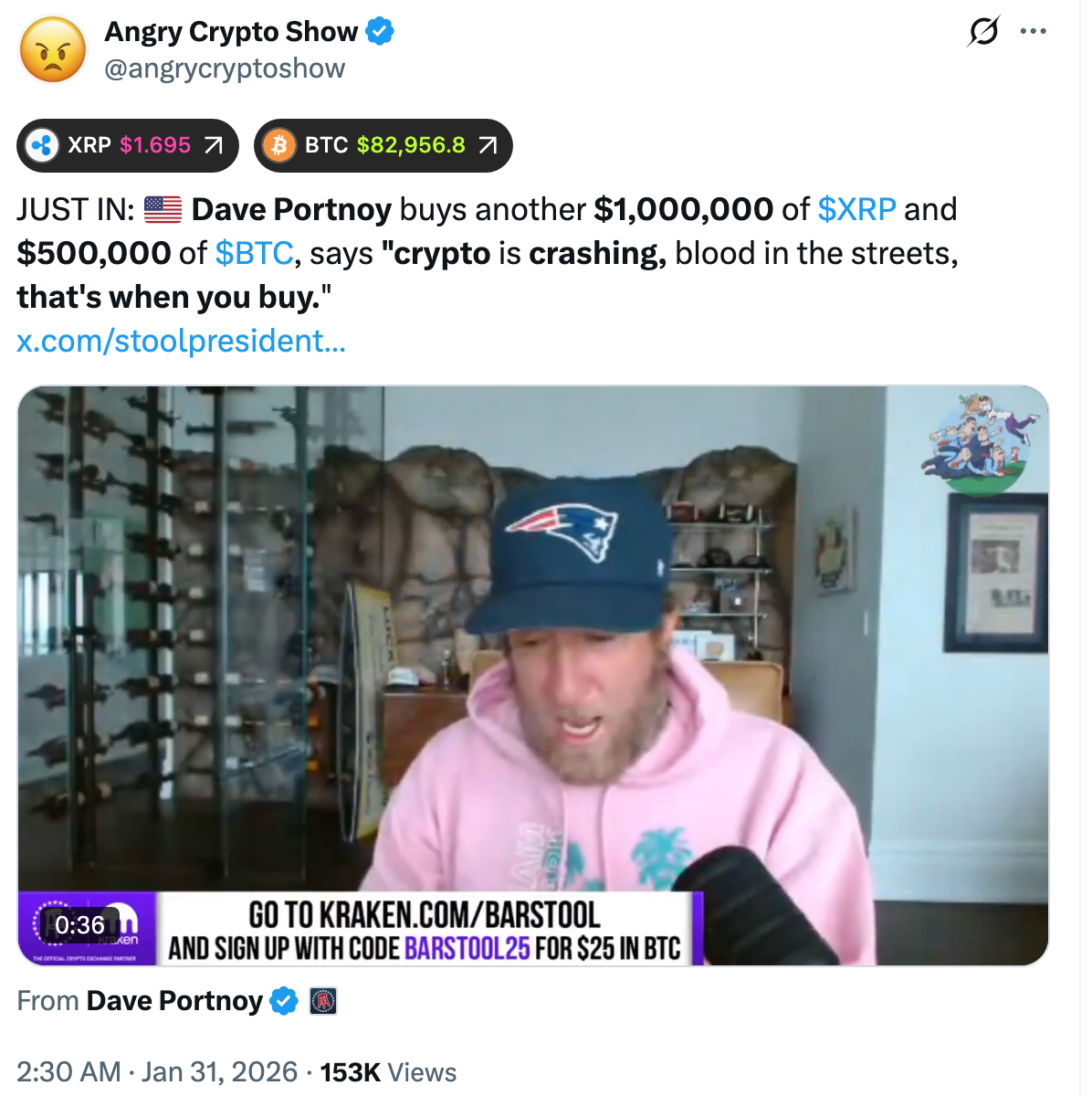 David Portnoy a acheté la baisse du XRP | Source : X