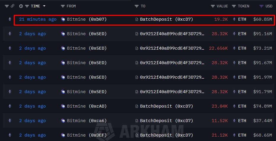 BitMine staking data: Arkham