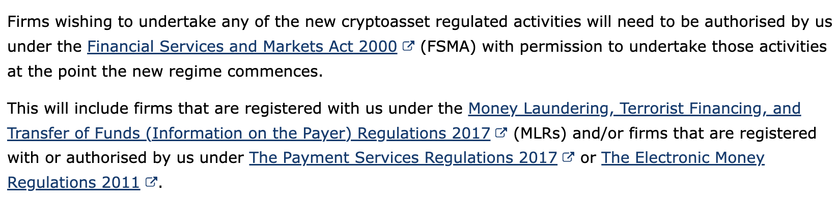 Announcement by UK’s FCA regarding crypto licensing