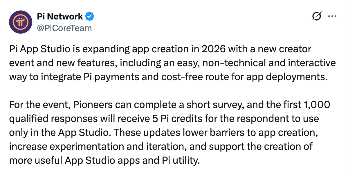 Pi Network App Studio upgrade | Source: X