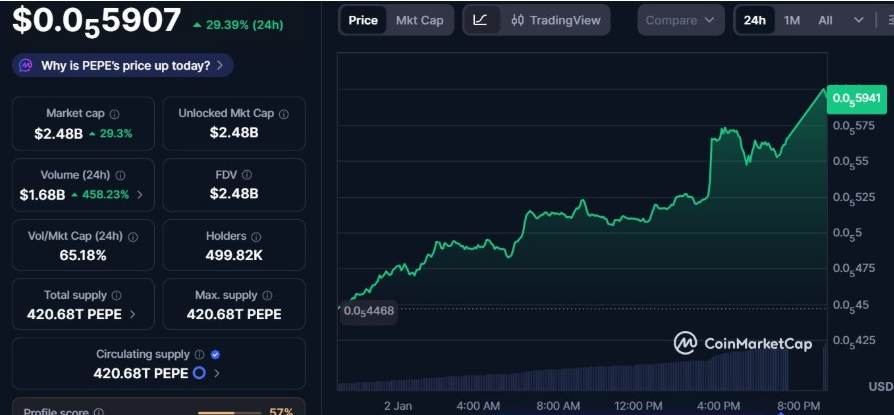 PEPEUSD 1-Day Chart | Source: CMC