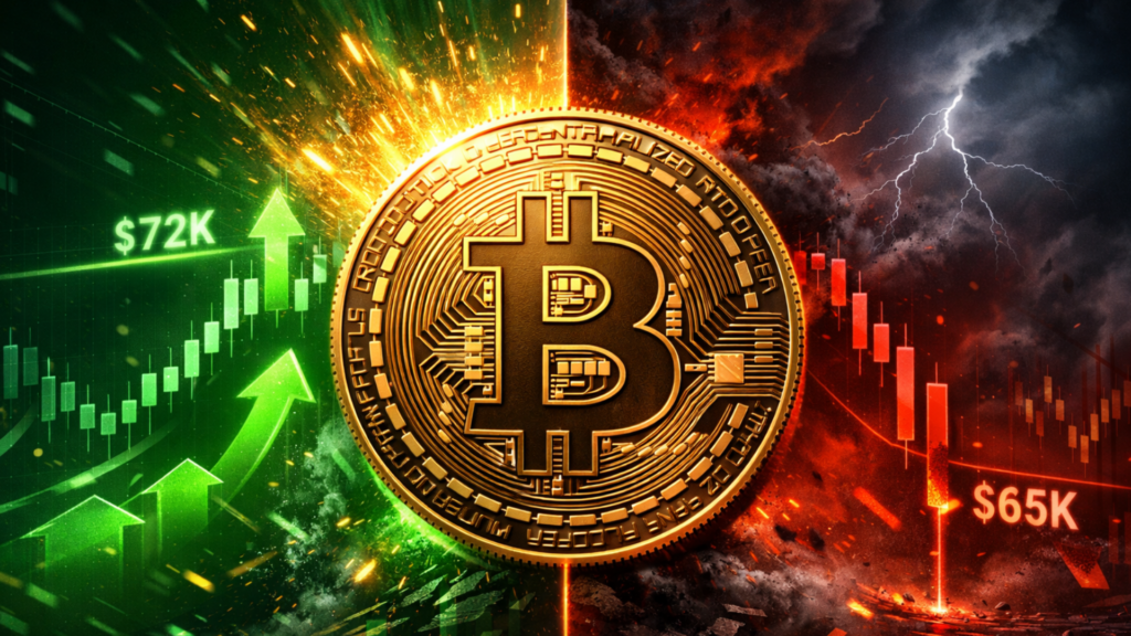 Prédiction du prix du bitcoin : BTC : 72 000 $ de rupture ou 65 000 $ de liquidité ?