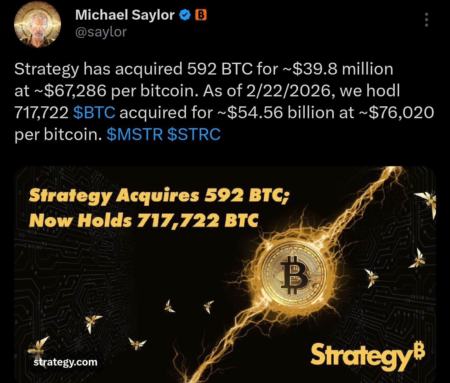 Datos de actividad de compra de Bitcoin de Strategy | Fuente: Michael Saylor/X