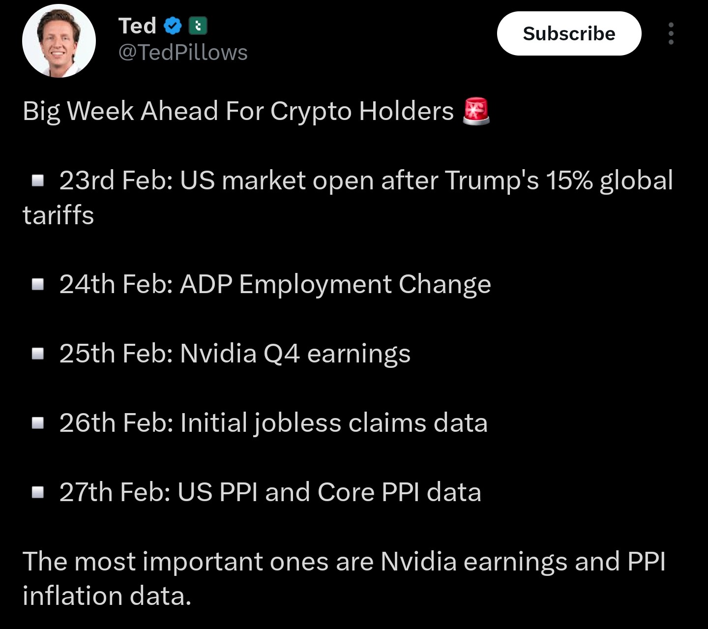 Principales cripto noticias de esta semana | Fuente: Ted Pillows/X
