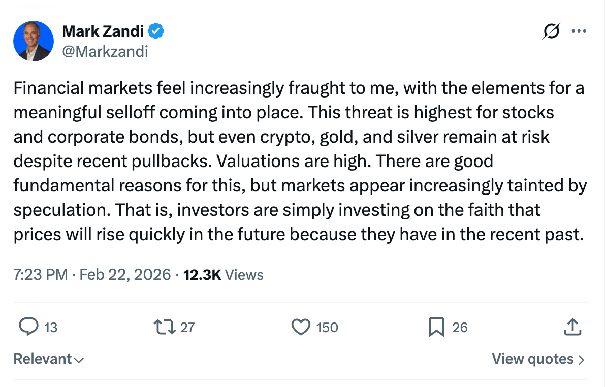 Mark Zandi warning | Source: X