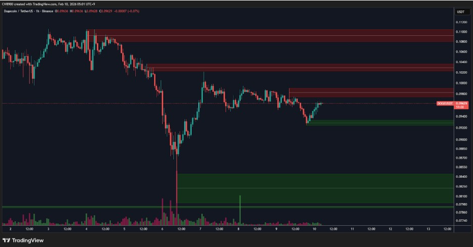DOGEUSDT Hourly Chart | Source: CW, X