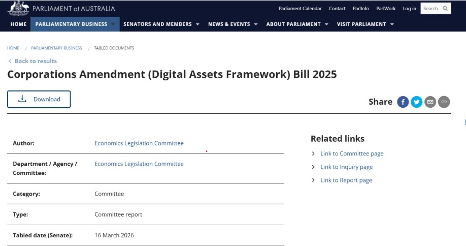Australia’s Senate Economics Legislation Committee report | Source: Parliament of Australia
