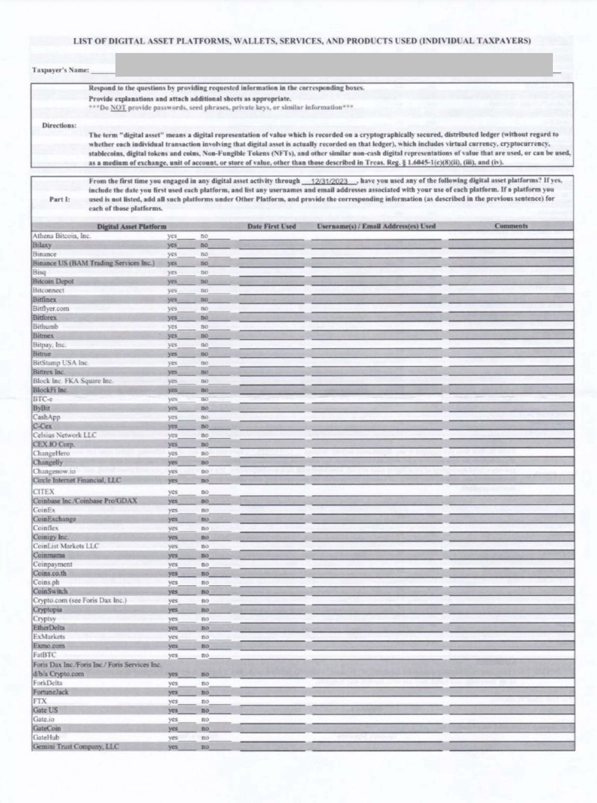 IRS list of exchanges, wallets and products | Source: TFTC/X