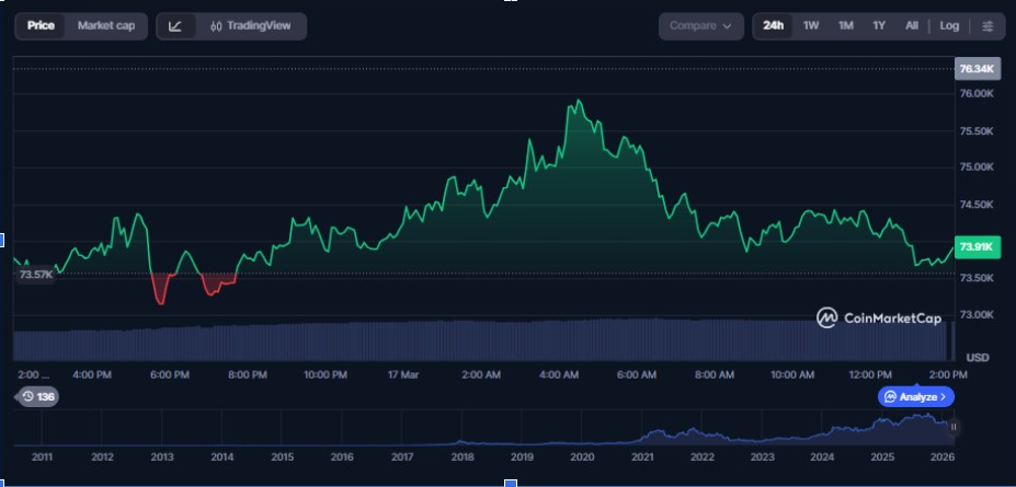 BTCUSD 1-Day Chart | Source : CMC