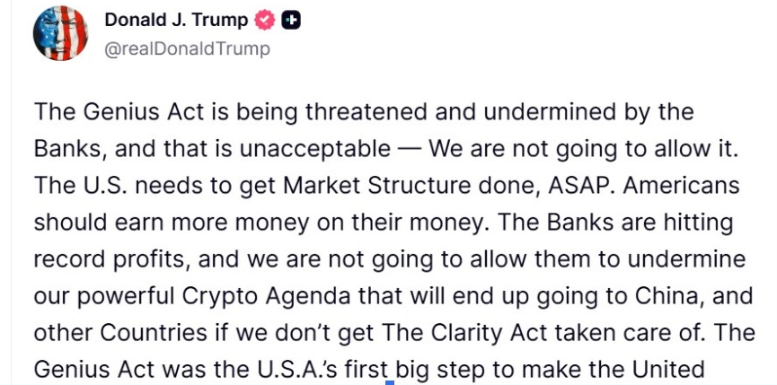 Trump’s Post on Truth Social | Source: <a href=