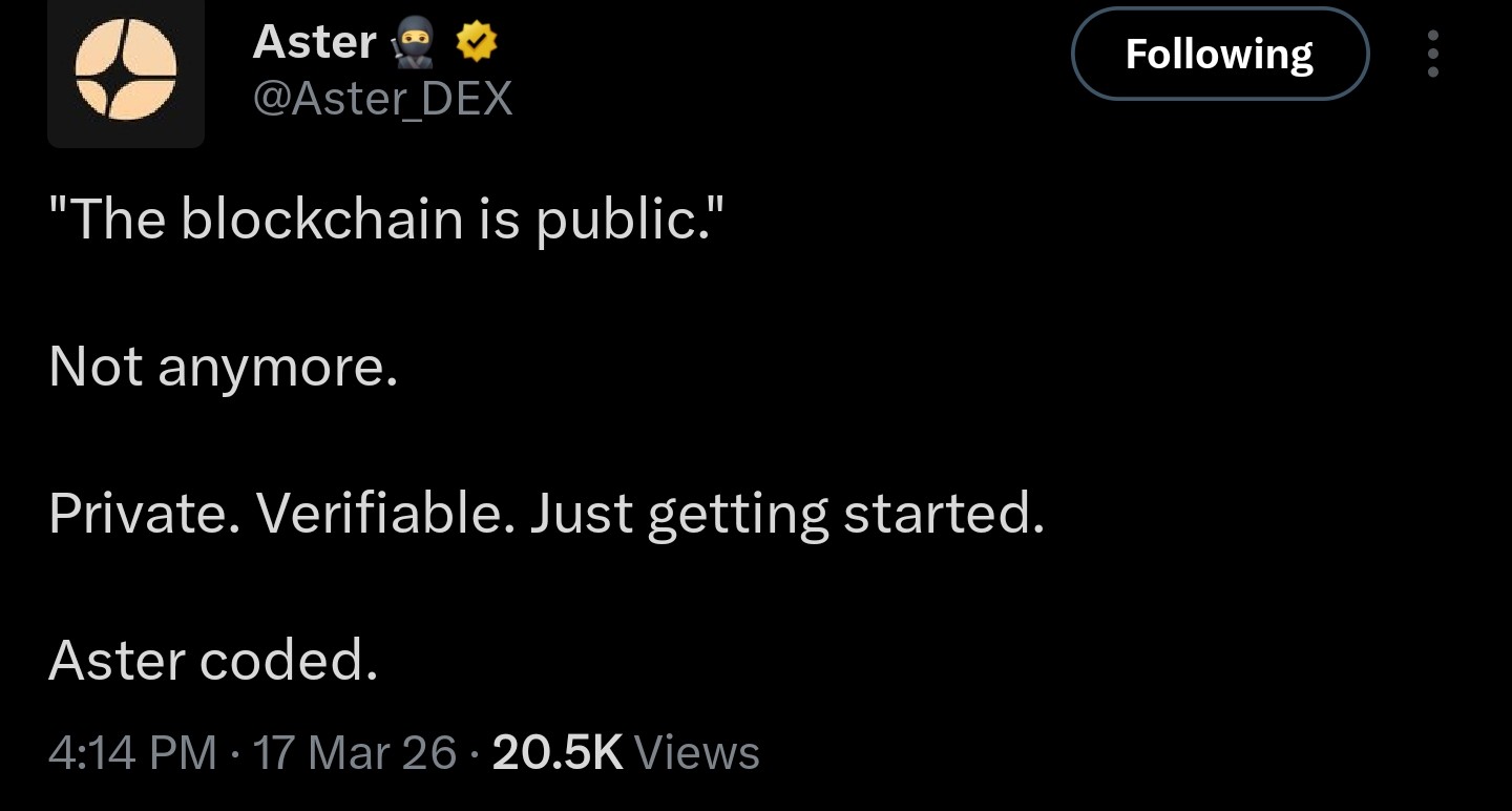 ASTER mainnet geht live News | Quelle: Aster_DEX/X