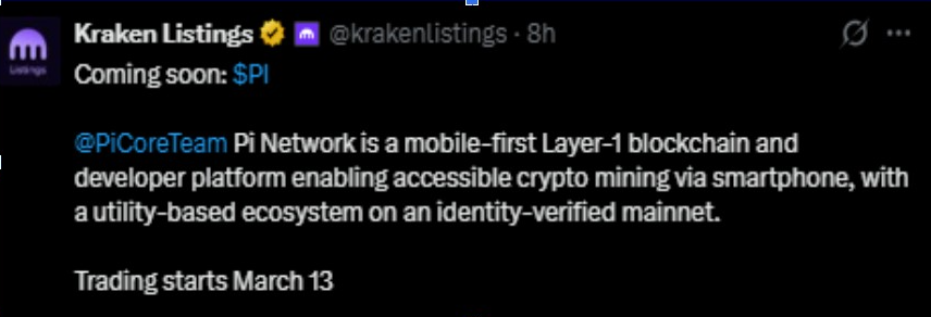Source: Kraken Listings, X