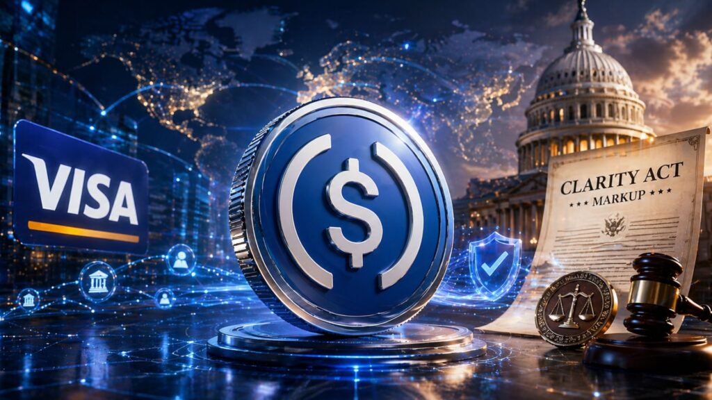 ข่าว Stablecoin: Visa ขยายการชำระเงินด้วย USDC ขณะที่การปรับราคาตามกฎหมาย CLARITY Act ใกล้เข้ามา