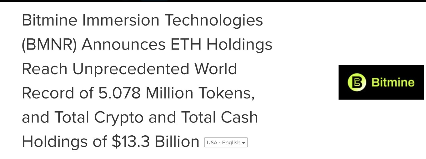 Bitmine ETH Treasury | Quelle: X