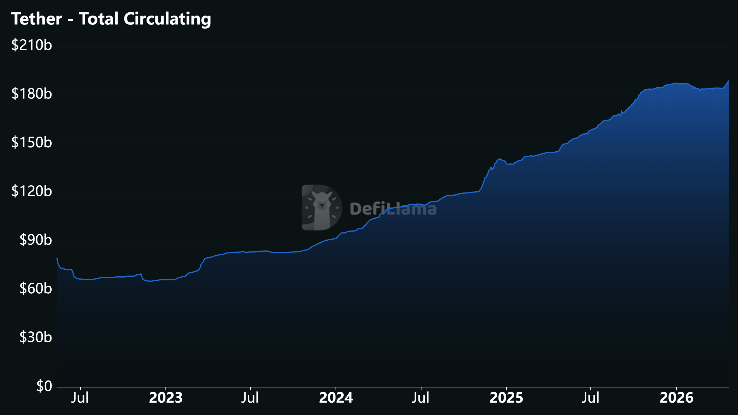 Tether USDT Circulating Supply. Source: DefiLlama