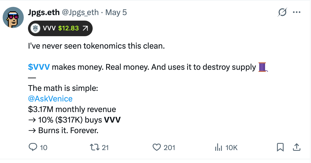 VVV token burn | Source: X