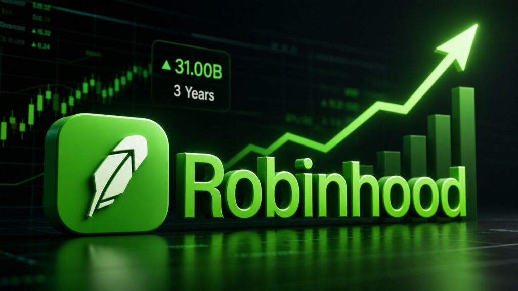 การคาดการณ์ราคาหุ้นของ Robinhood ซึ่งเป็นตัวชี้วัดสำคัญ พุ่งขึ้นสู่ 31 พันล้านดอลลาร์ใน 3 ปี