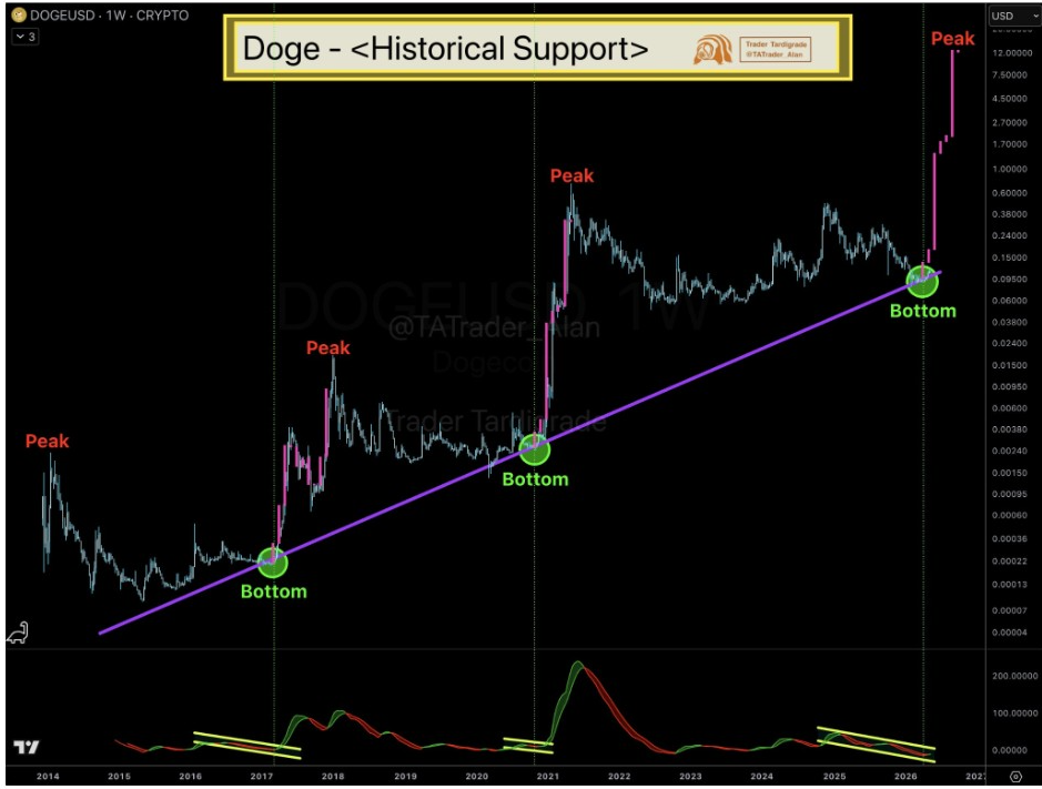 DOGEUSD Weekly Chart | Source: Tardigrade, X