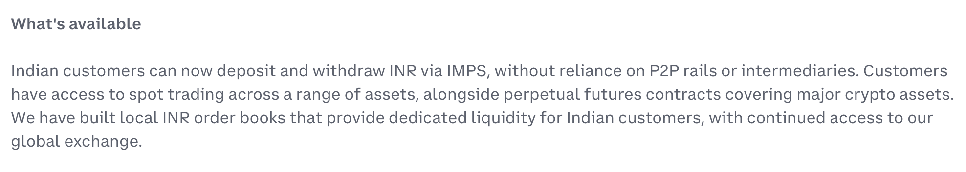 Auszug aus dem Blog von Coinbase über die verfügbaren Angebote