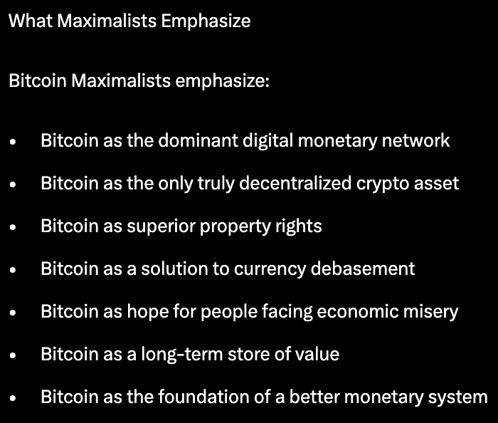X пост Майкла, показывающий мысли Биткойн-максималистов
