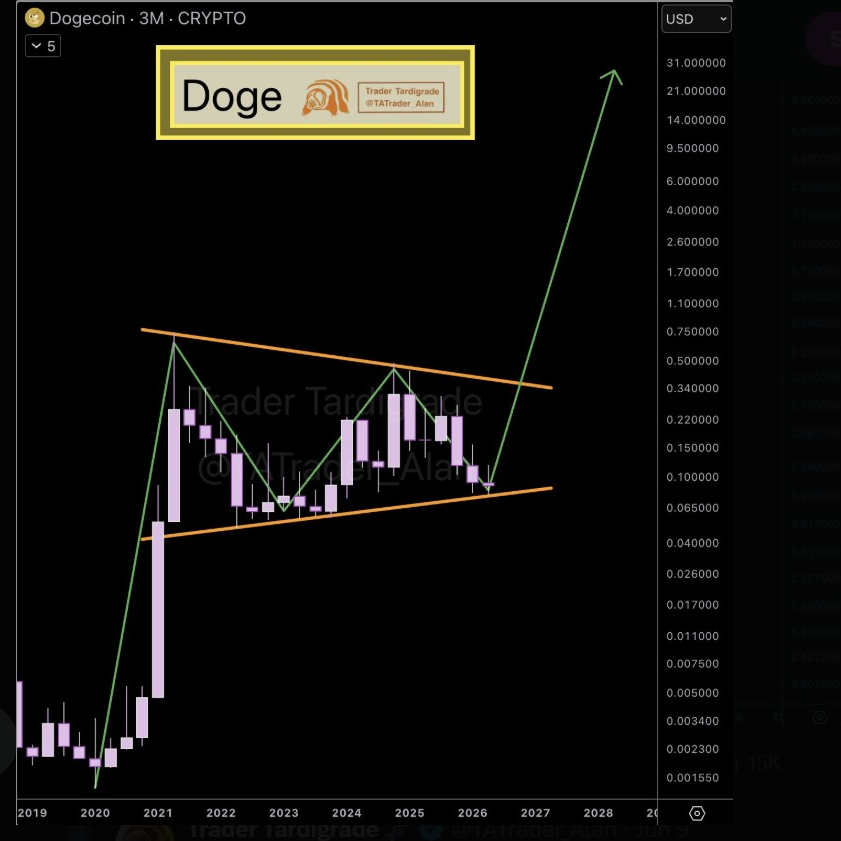 Gráfico de DOGE a 3 meses | Fuente: Tardigrade, X