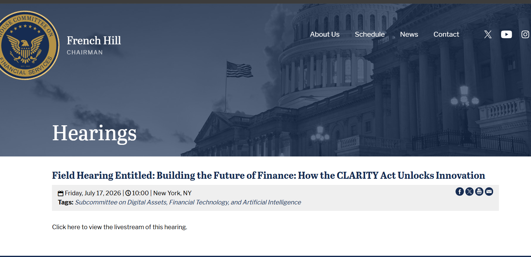 Audiencia sobre la Ley de Transparencia | Fuente: financialservices.house.gov