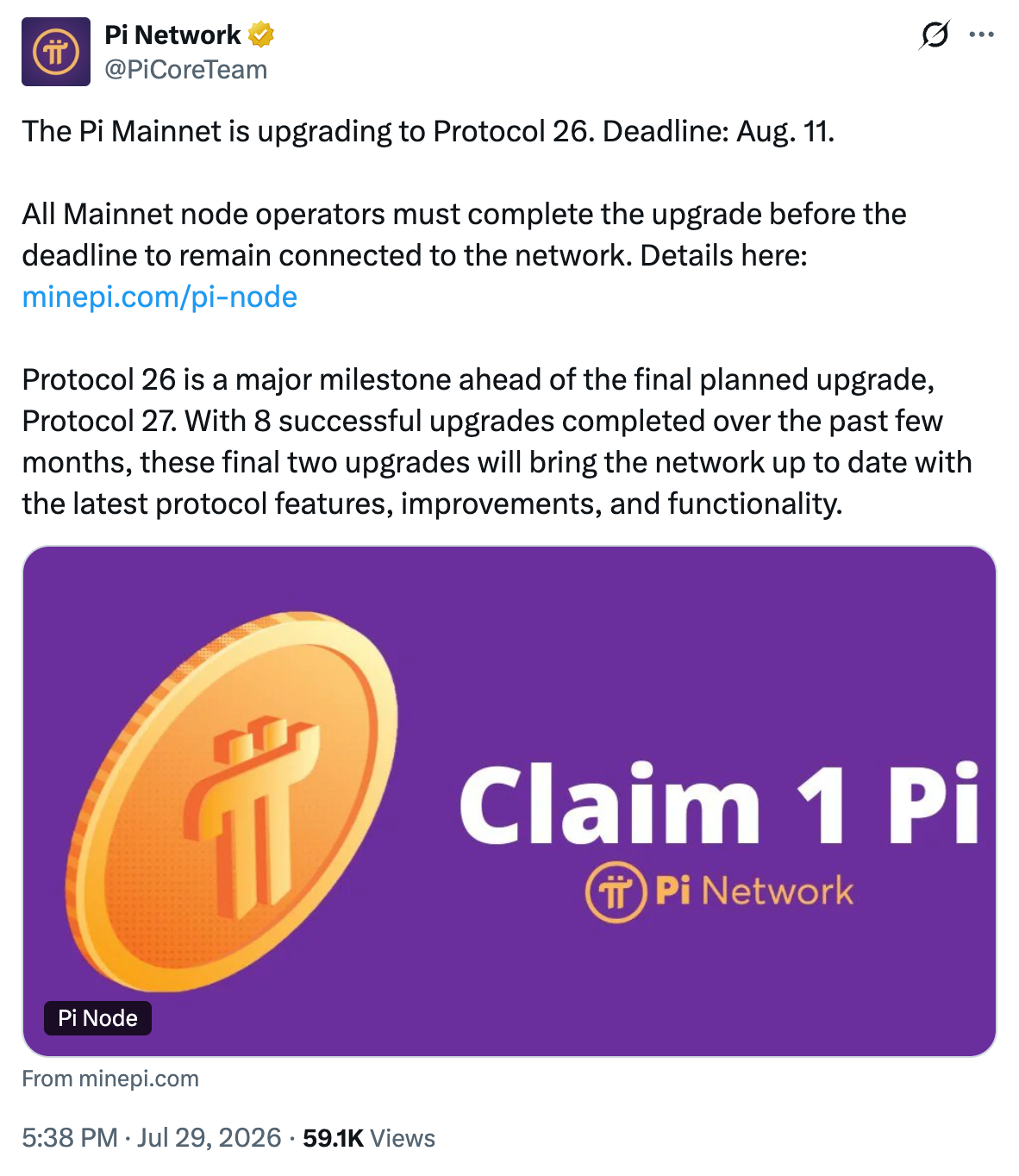 Actualización de Pi Network | Fuente: X