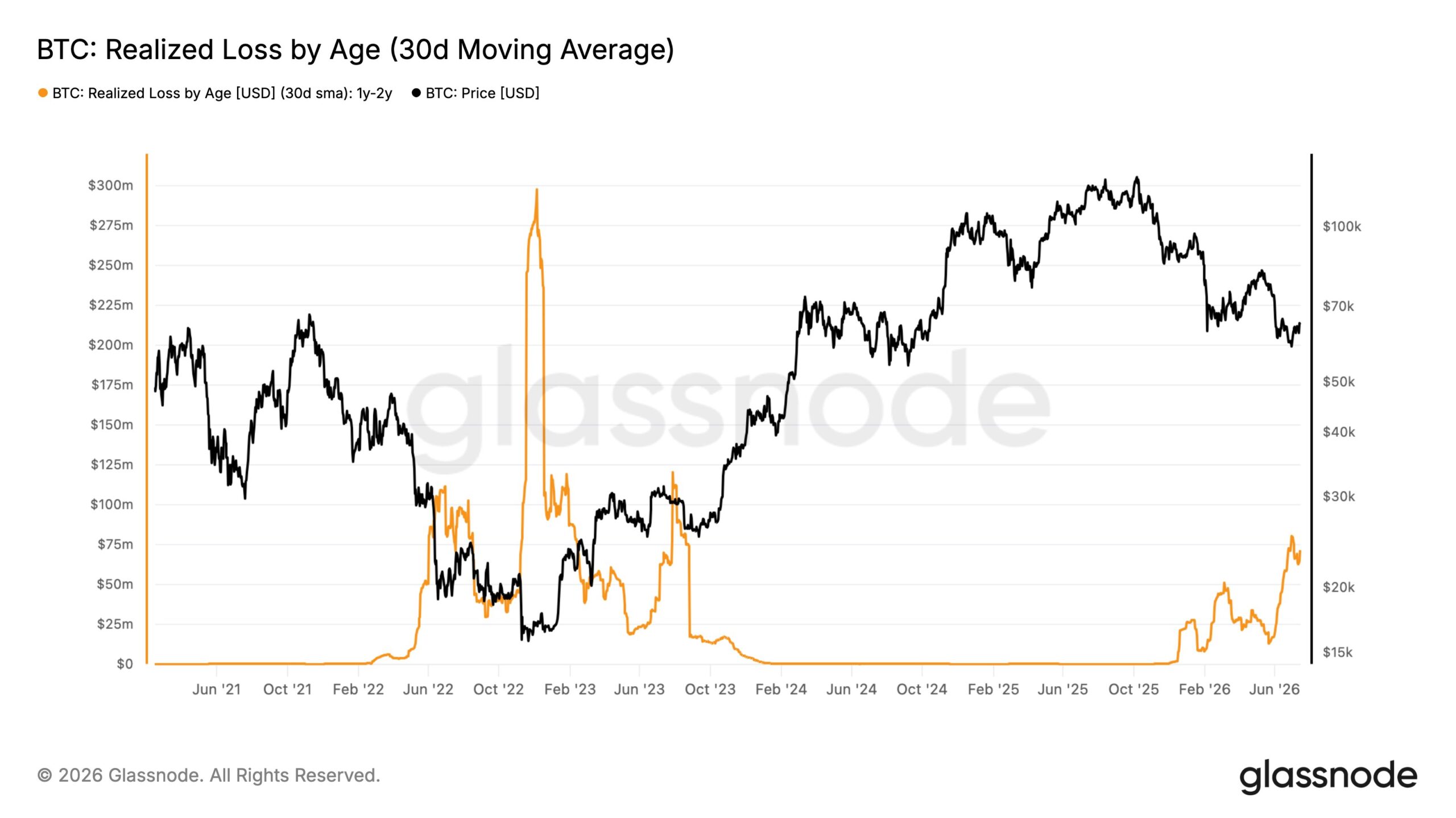BTC realized losses for 1-2 year hodlers. Source: Cryptovizart/X