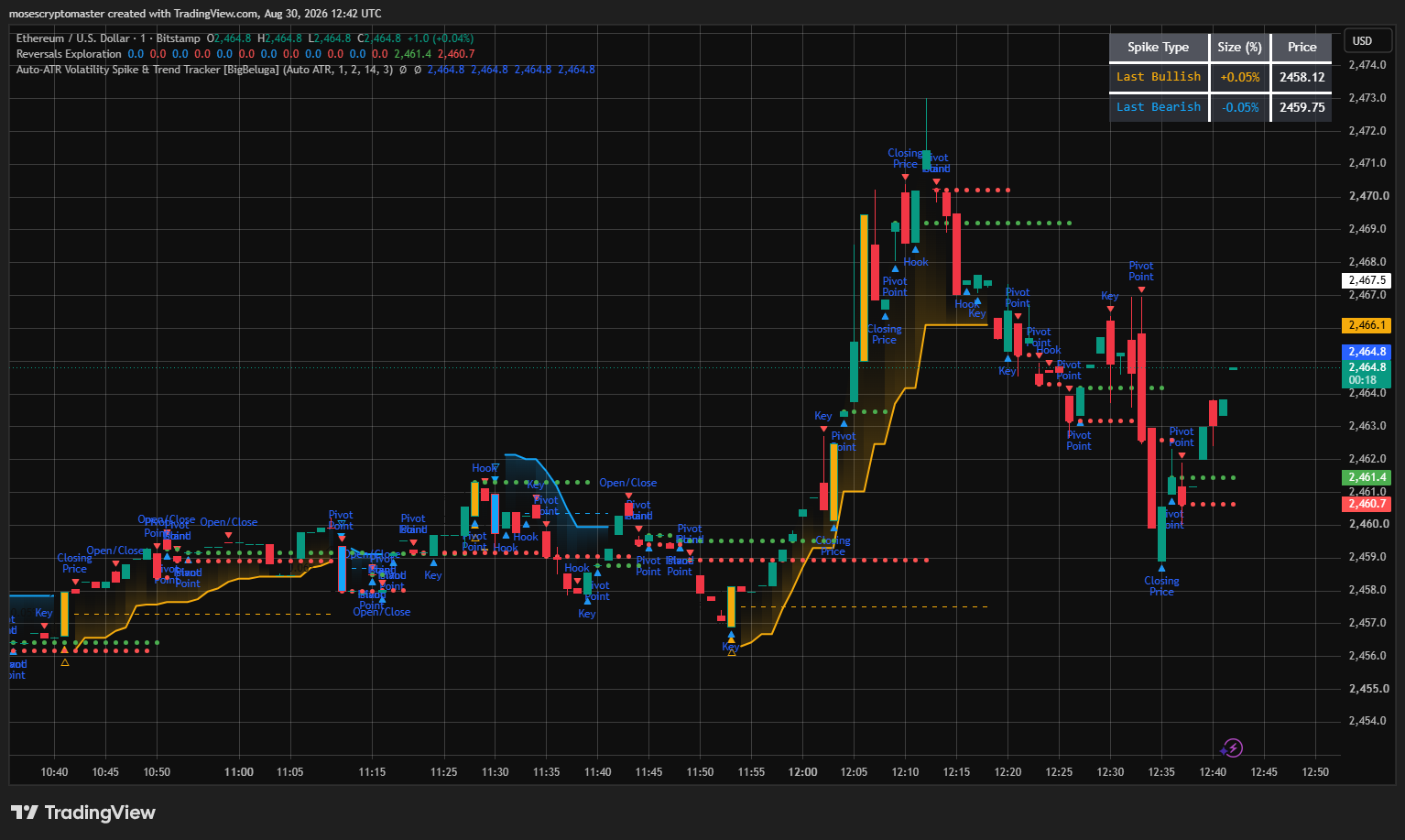 Graphique des cours du Bitcoin sur 1 jour. Source : TradingView