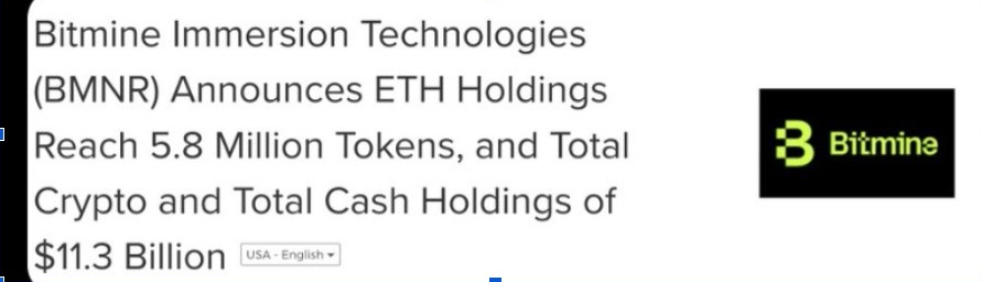 Bitmine ซื้อ ETH | ที่มา: X