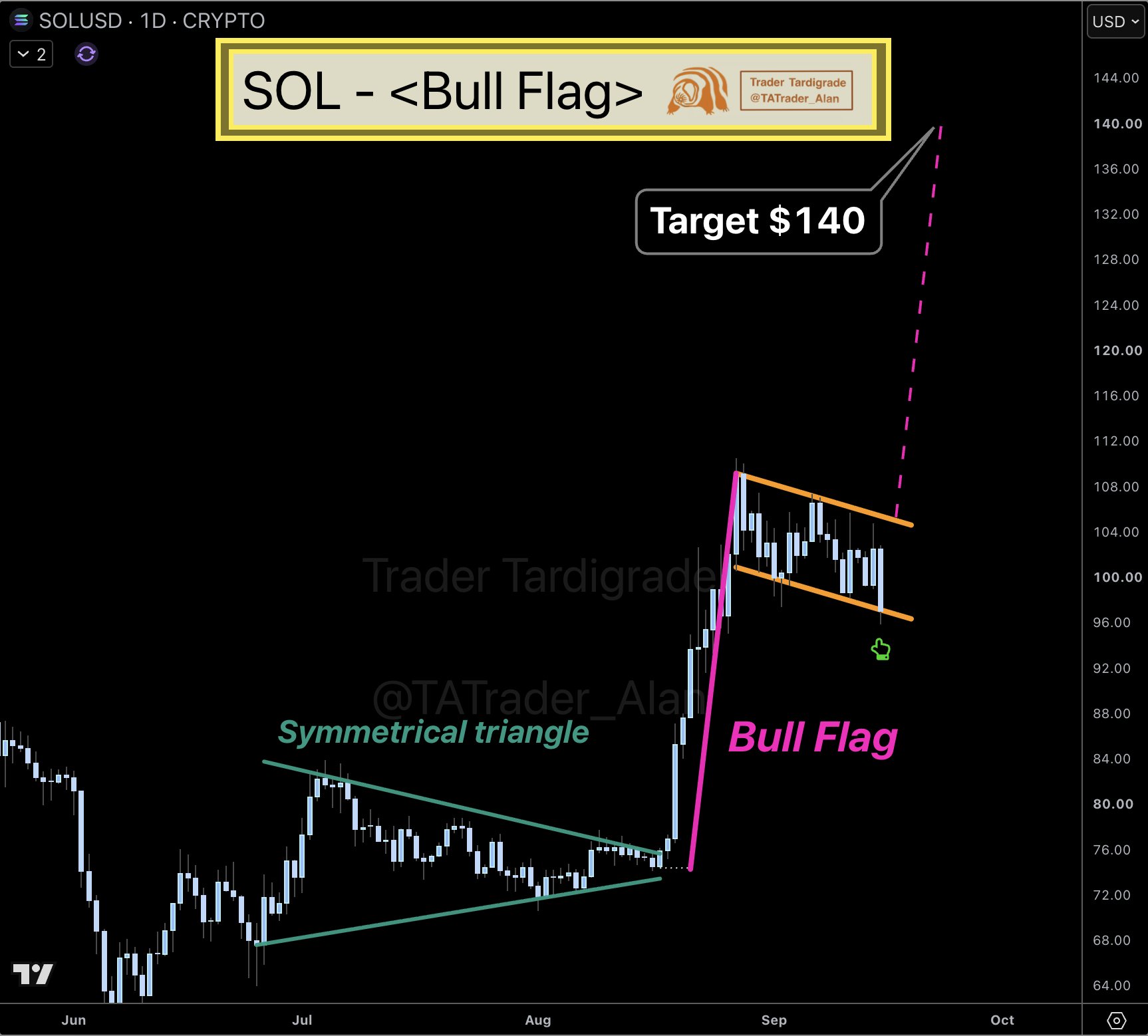 Solana price breakout pattern | Source: Trader Tardigrade