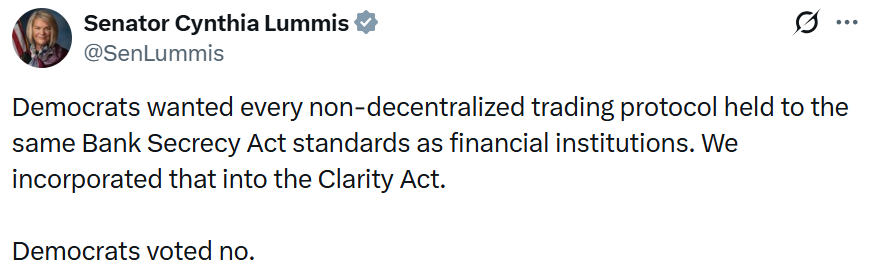 One of Senator Lummis’ posts on X. (Source: Senator Cynthia Lummis)