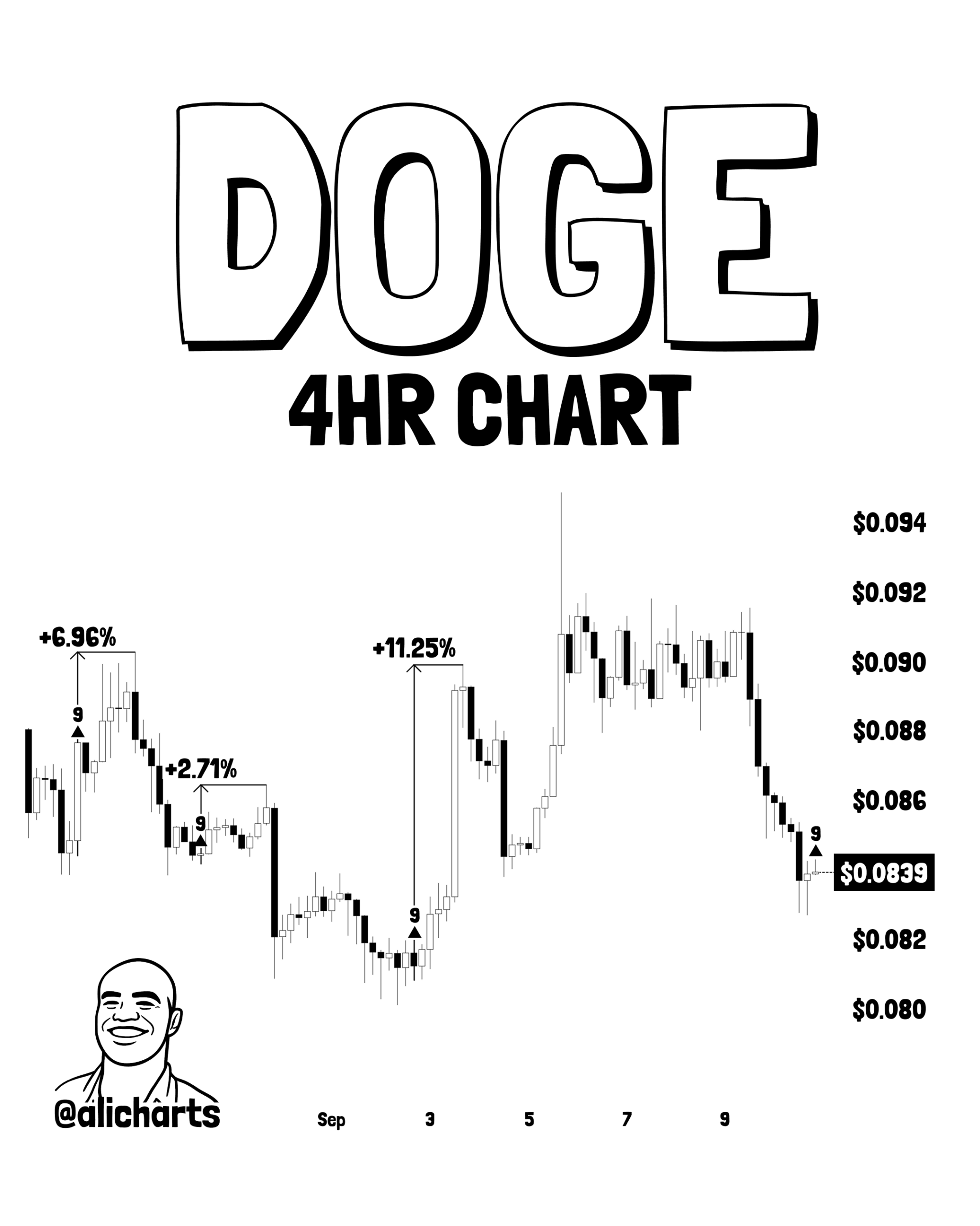 DOGE price chart | Source: Ali Martinez