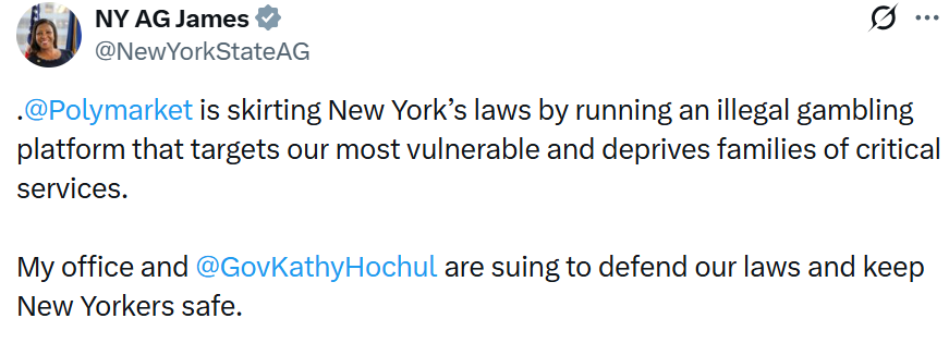 New York AG post on X. (Source: NewYorkStateAG)