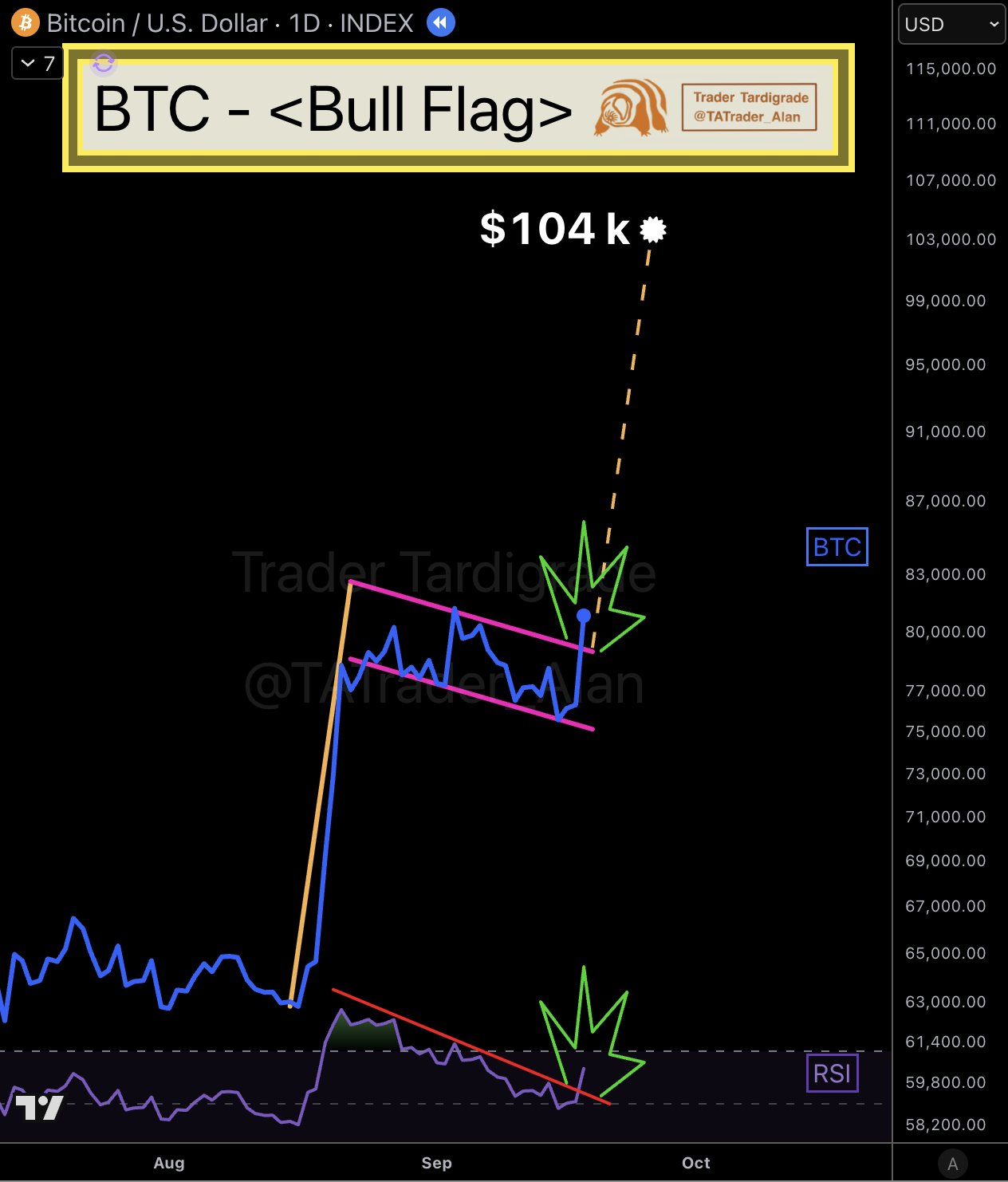 Bitcoin bull flag breakout | Source: