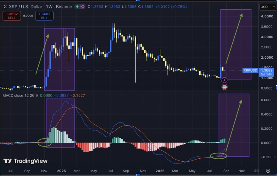 XRPUSD 1- Weekly chart | Source: X
