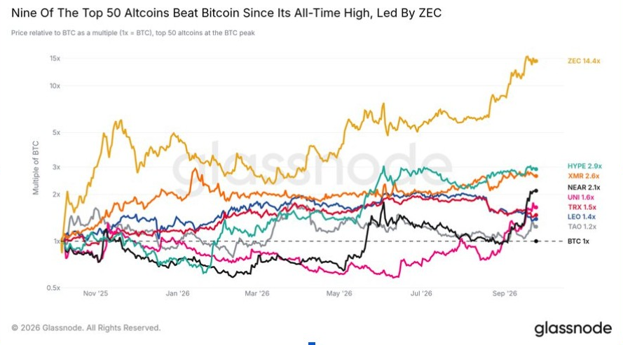 Top 50 Altcoins Outperforming Bitcoin | Source: X