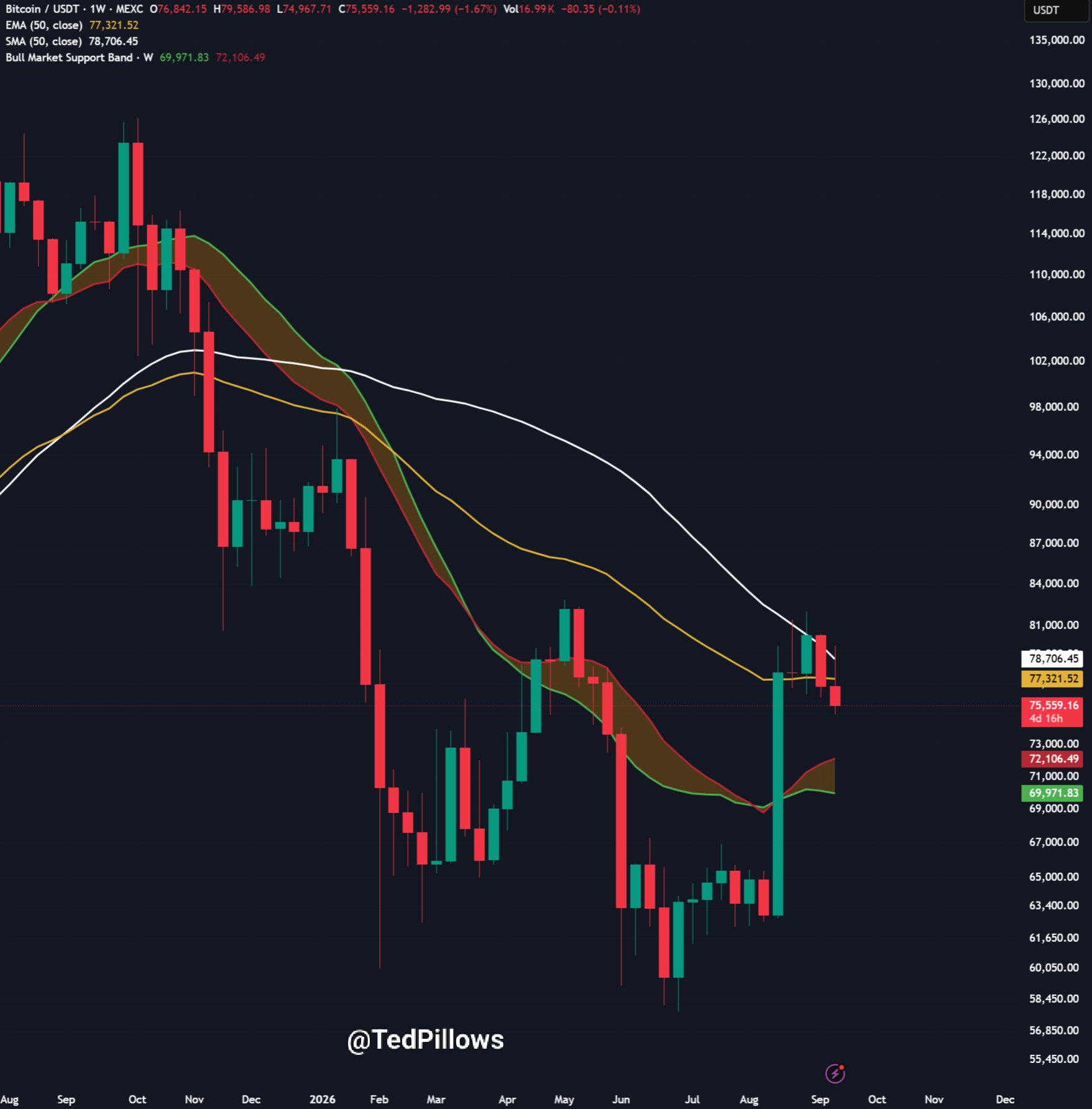 Bitcoin price correction | Source: Ted Pillows